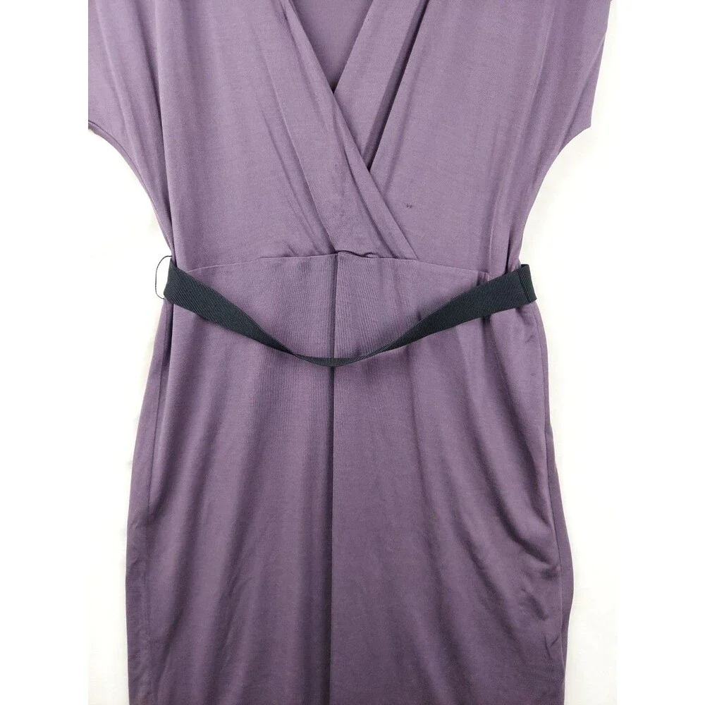 Tory Burch Dress Womens Small Garnet 100% Silk V-Neck Stretch Belted Office Work